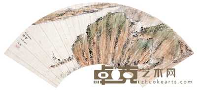 王溥 江上风帆 扇面 16×49cm